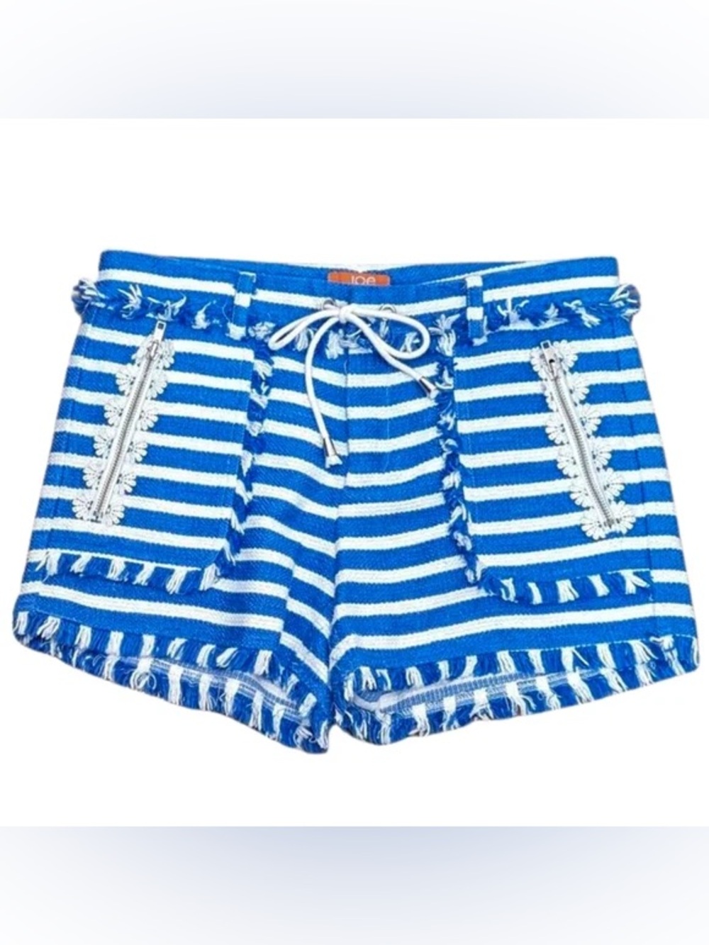 Joe Fresh Blue and White Tweed Striped Shorts with Drawstring
